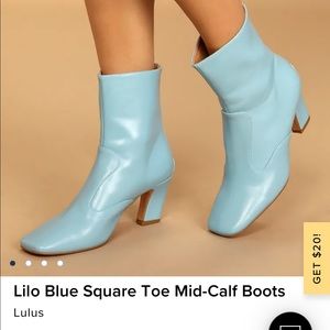 Lulu’s Blue Square Toe Mid-Calf Boots